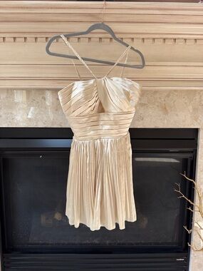 Cocktail, satin cream, champagne dress